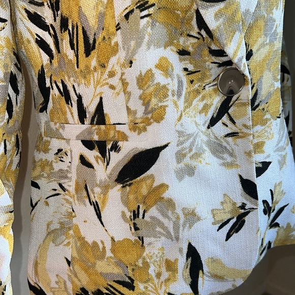 KASPER Women’s Botanical Floral Printed Shawl Collar Jacket Roughed Sleeves 8 - Picture 9 of 16